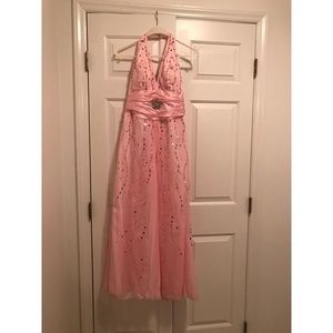 Pink halter prom dress